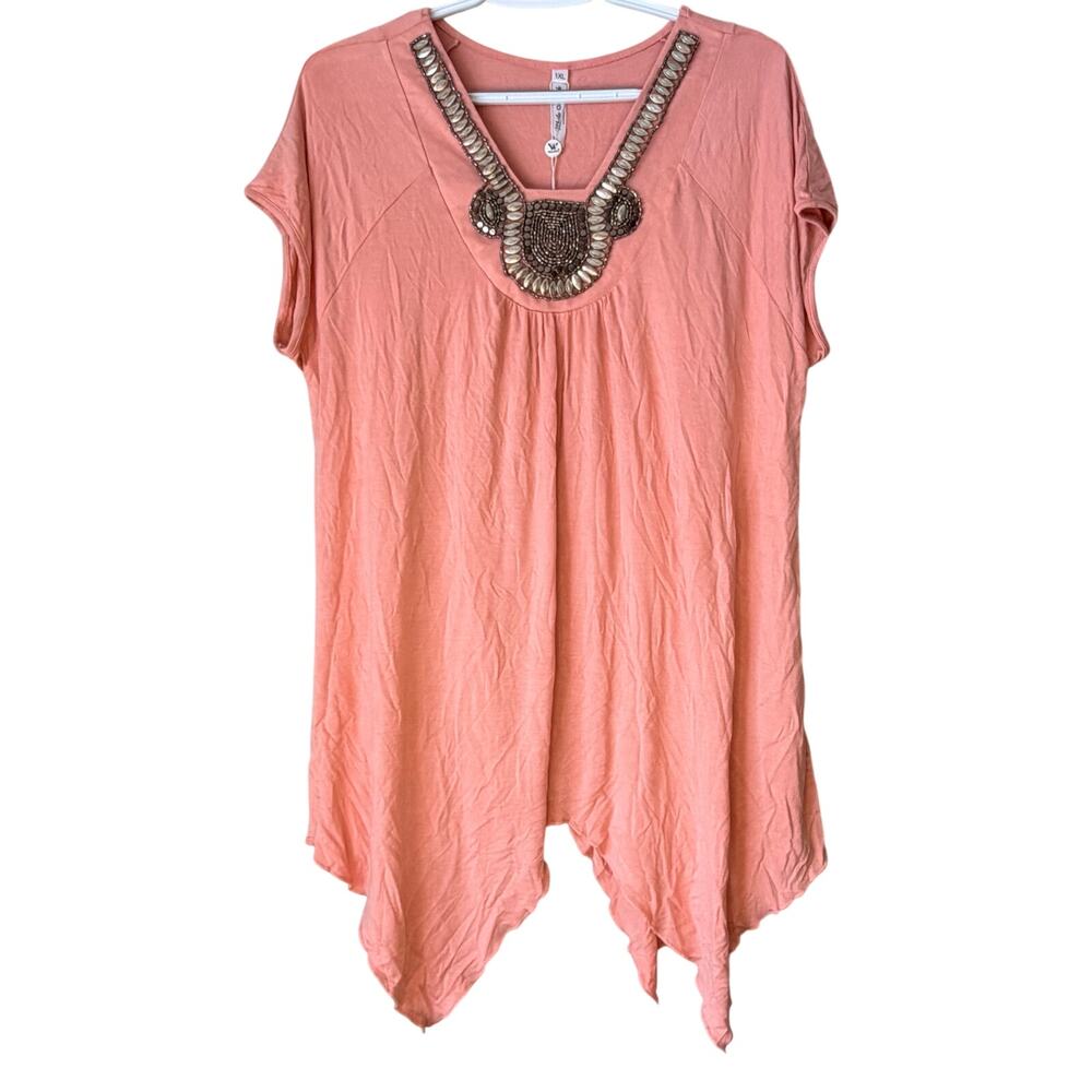 NWT! White Mark Pink Short-Sleeve Blouse Size 1X